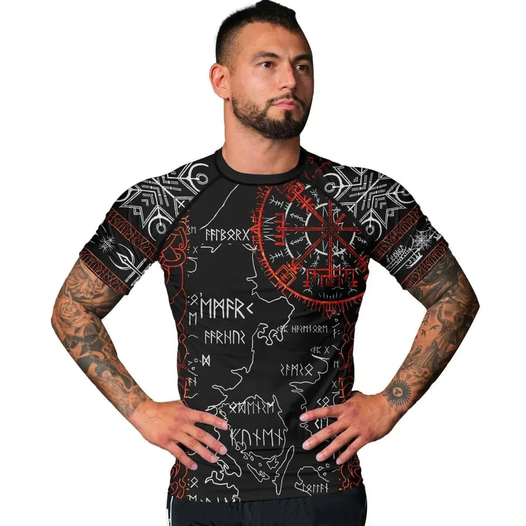 Sol Rune Viking Compass Men's Short Sleeve Rash Guard
