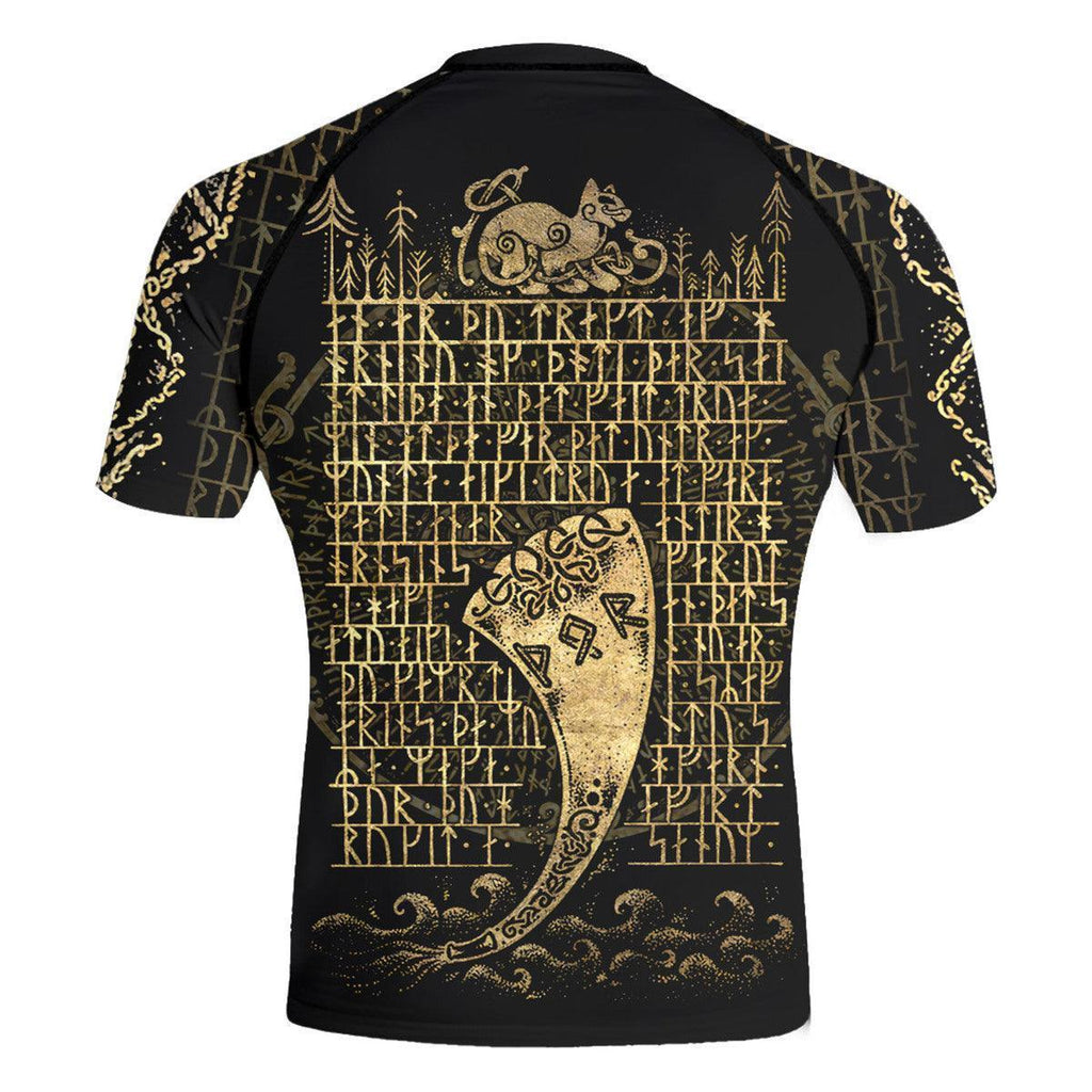 Golden Viking Horn Men's Short Sleeve Rash Guard