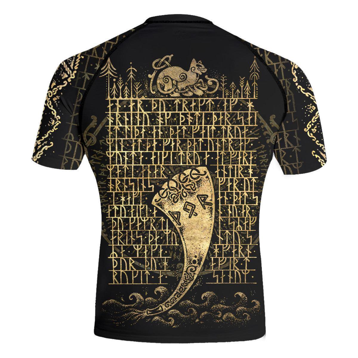 Golden Viking Horn Men's Short Sleeve Rash Guard