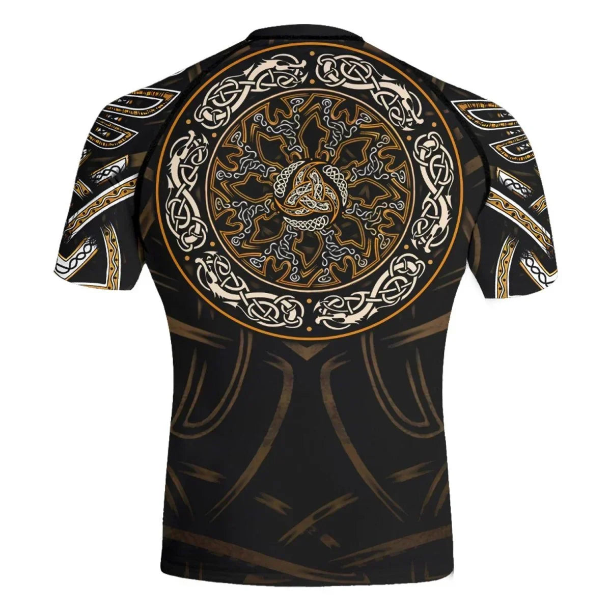 Golden Viking Fenrir Symbol Rune Men's Short Sleeve Rash Guard