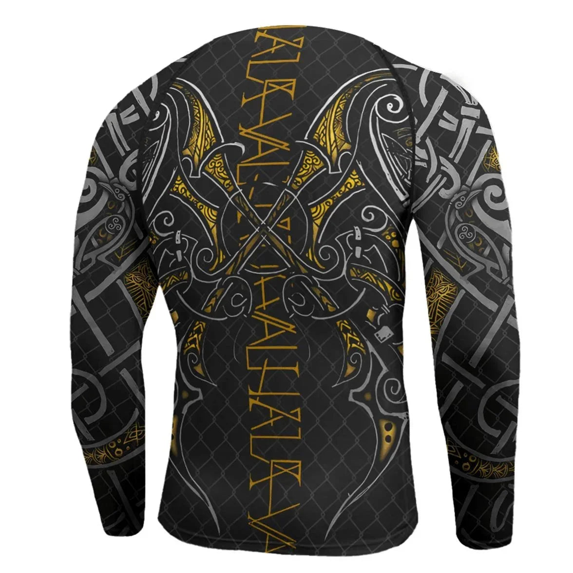 Golden Viking Valhala Throwing War Men's Long Sleeve Rash Guard