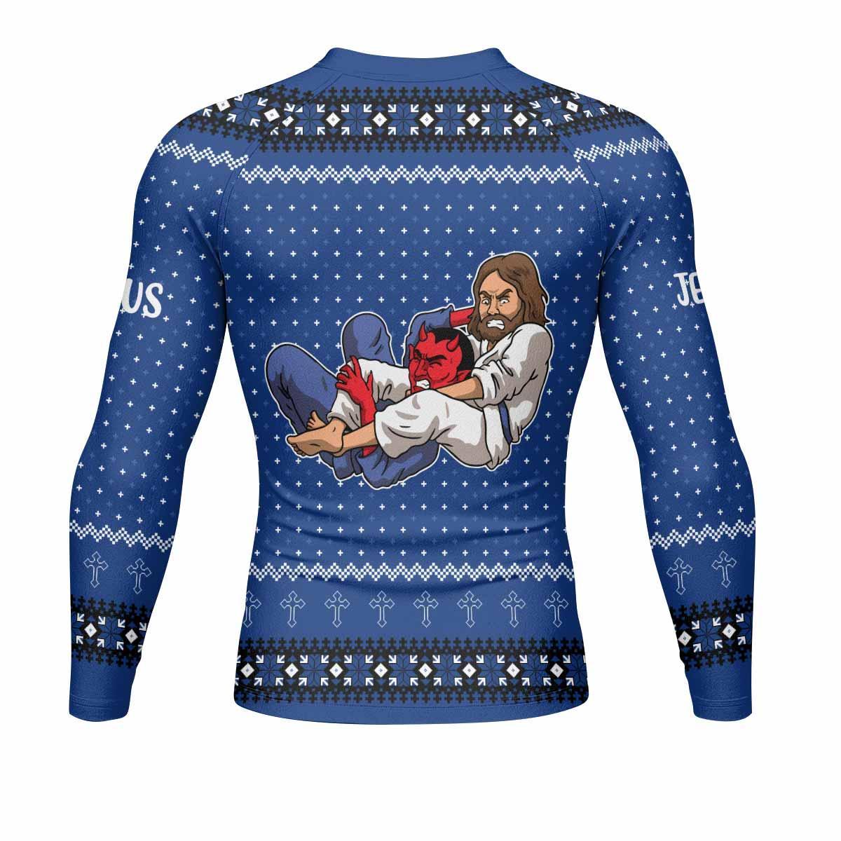 Jesus Has Your Back Blue Rash Guard