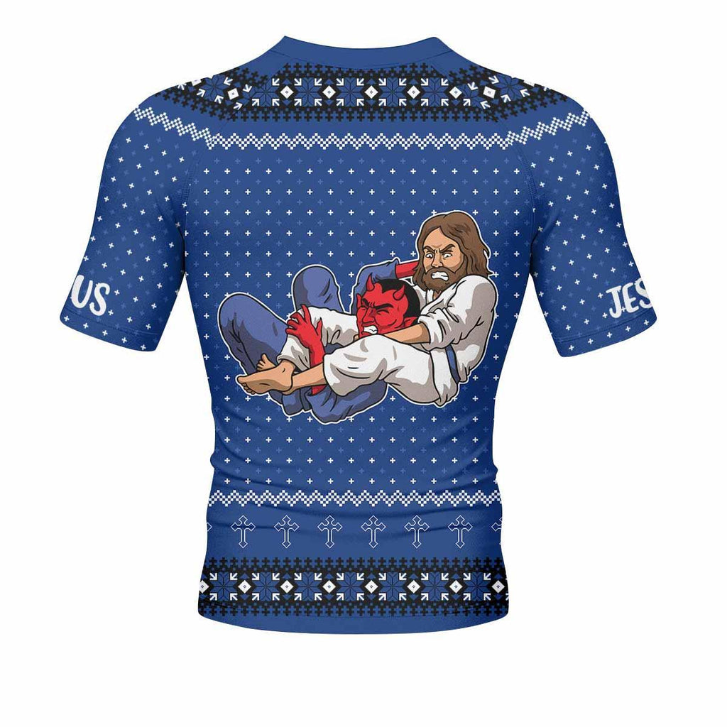 Jesus Has Your Back Blue Rash Guard