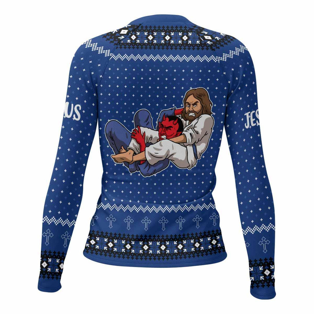 Jesus Has Your Back Blue Rash Guard
