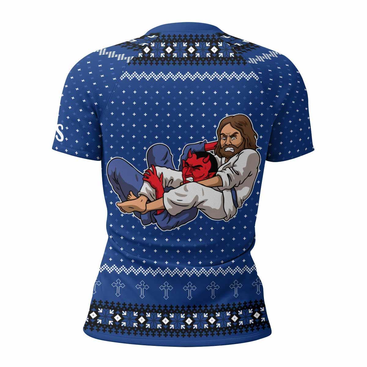 Jesus Has Your Back Blue Rash Guard