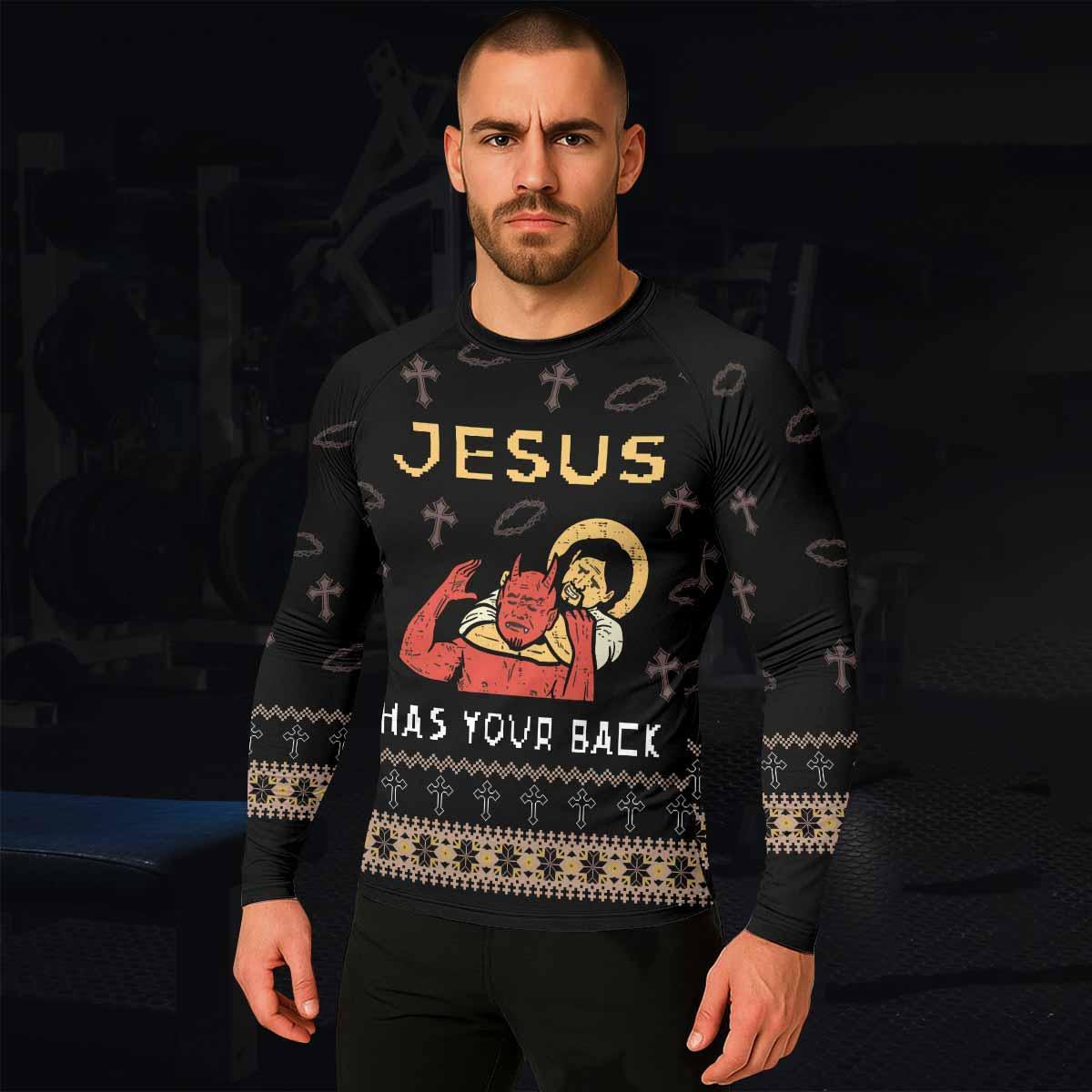 Jesus Has Your Back Rash Guard