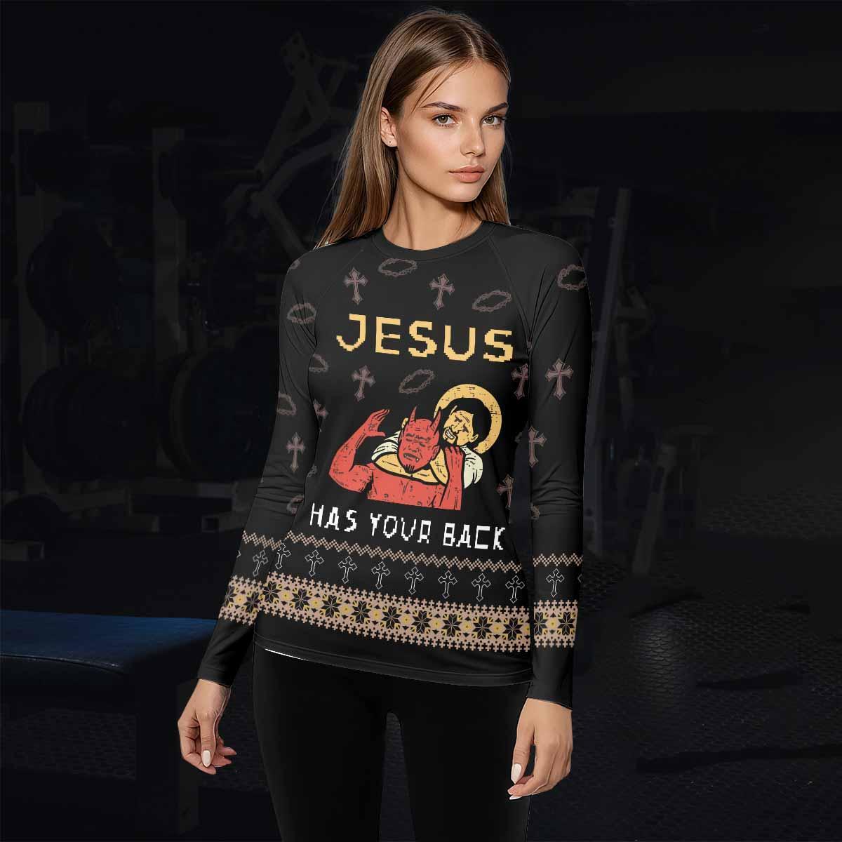Jesus Has Your Back Rash Guard
