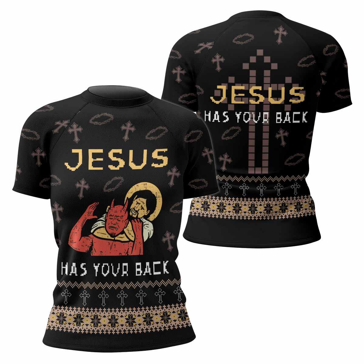 Jesus Has Your Back Rash Guard