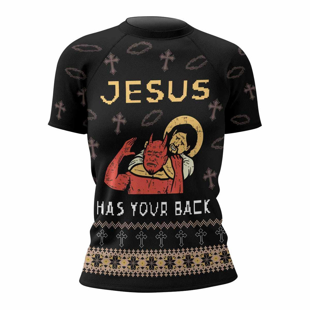 Jesus Has Your Back Rash Guard