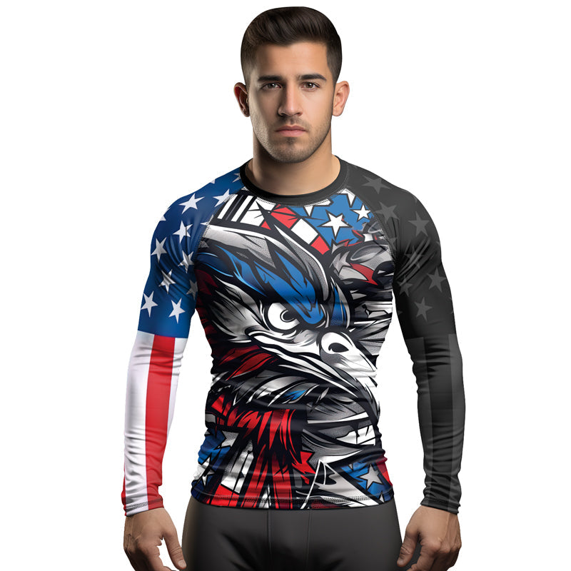 Rashninja Patriotic Eagle Sleeve Men's Long Sleeve Rash Guard