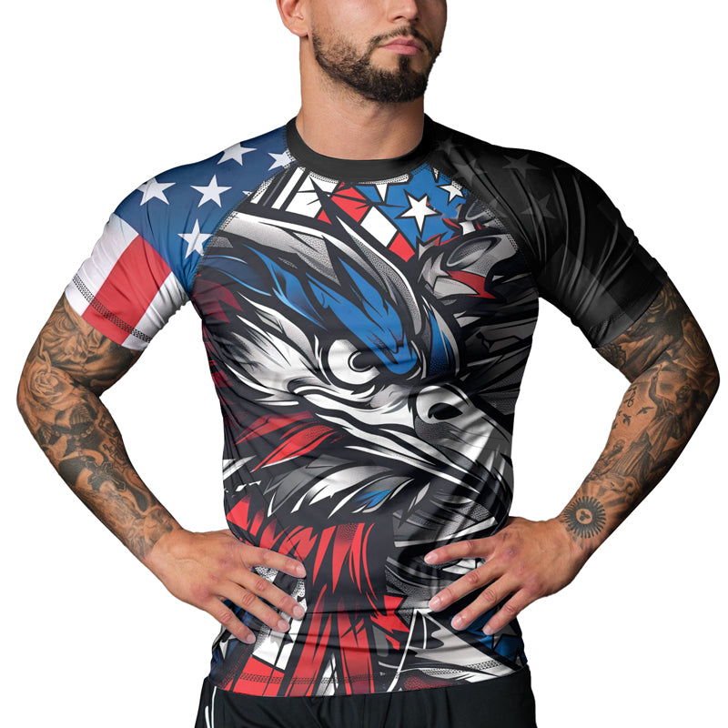Rashninja Patriotic Eagle Sleeve Men's Short Sleeve Rash Guard