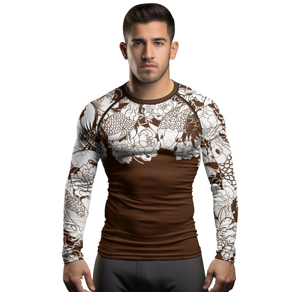 Rashninja Ranked Japanese Koi Fish Men's Long Sleeve Rash Guard
