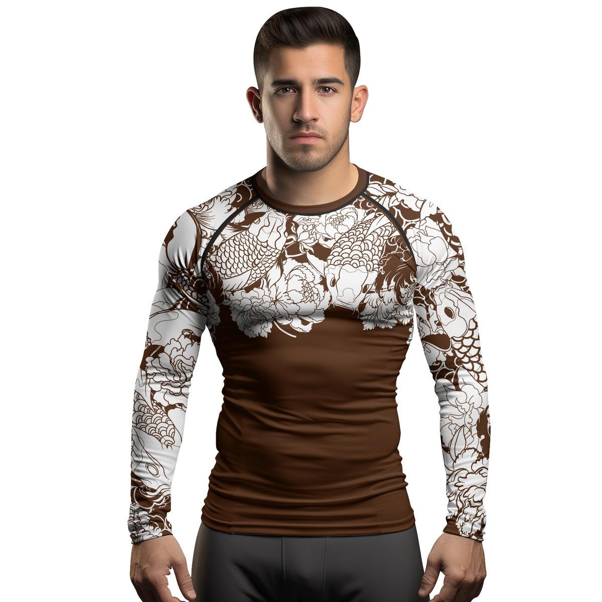 Rashninja Ranked Japanese Koi Fish Men's Long Sleeve Rash Guard