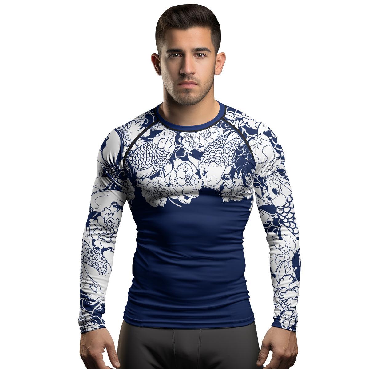 Rashninja Ranked Japanese Koi Fish Men's Long Sleeve Rash Guard