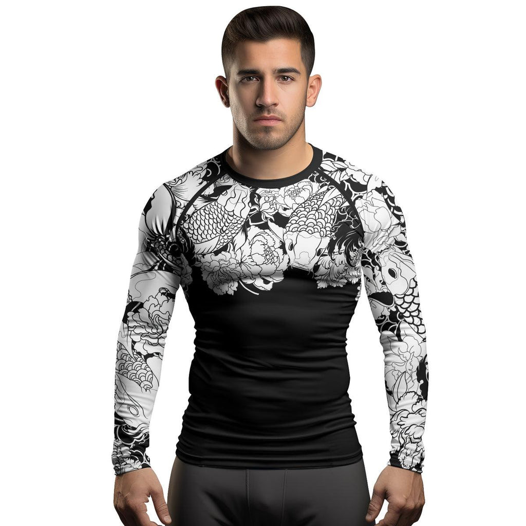 Rashninja Ranked Japanese Koi Fish Men's Long Sleeve Rash Guard