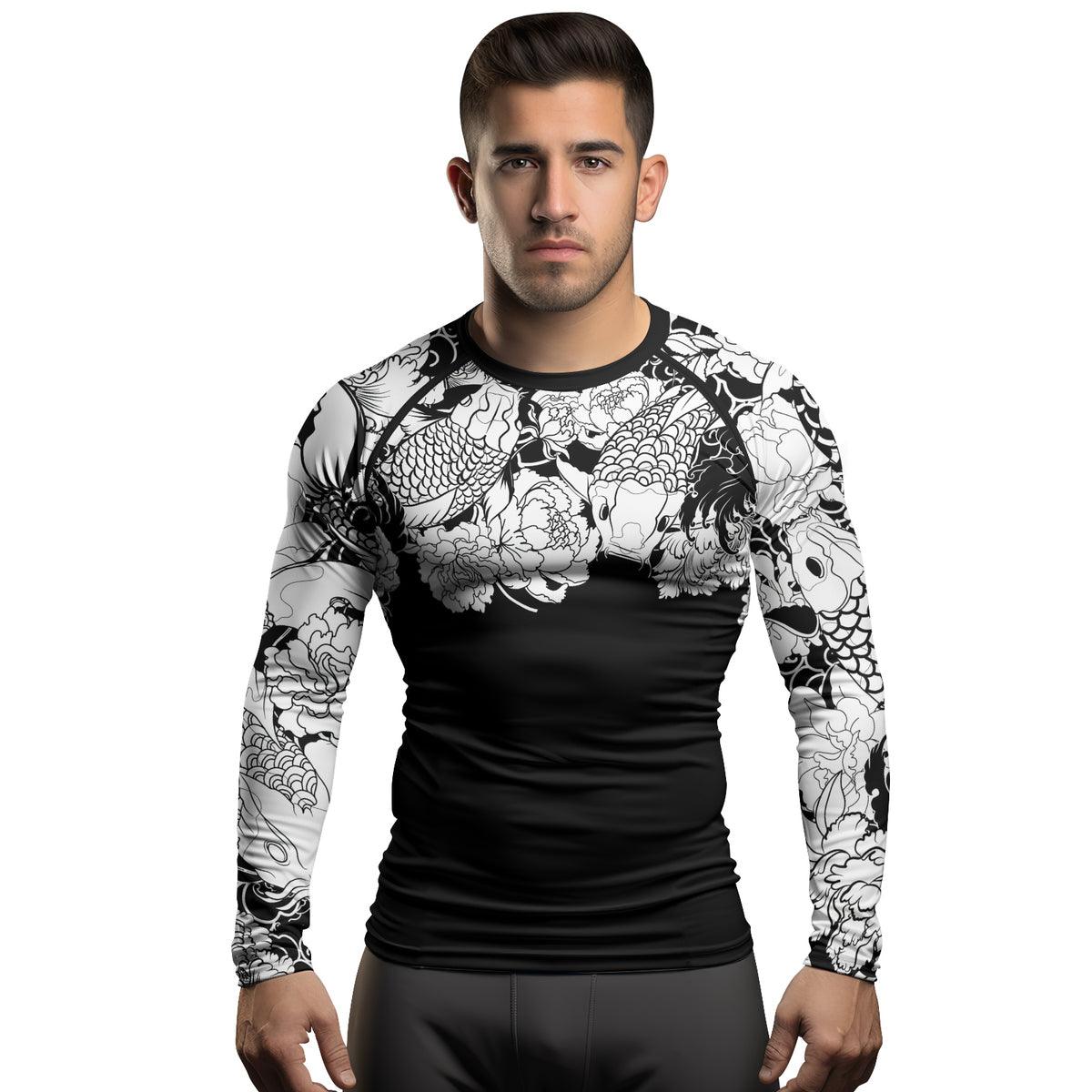 Rashninja Ranked Japanese Koi Fish Men's Long Sleeve Rash Guard