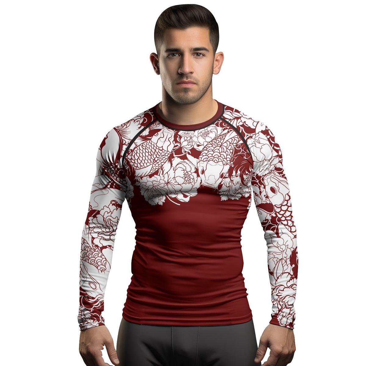 Rashninja Ranked Japanese Koi Fish Men's Long Sleeve Rash Guard