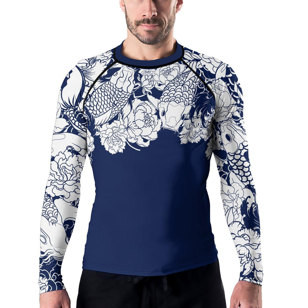 Rashninja Ranked Japanese Koi Fish Men's Long Sleeve Rash Guard