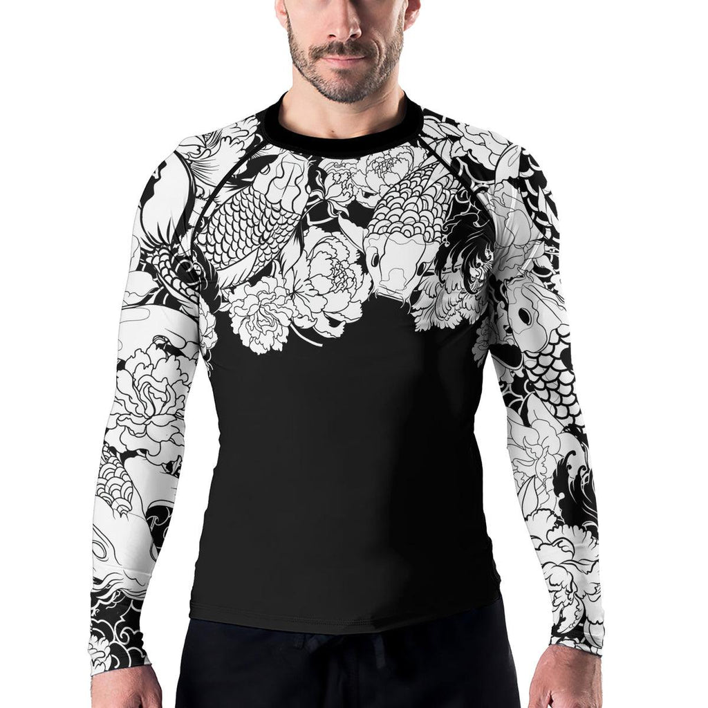 Rashninja Ranked Japanese Koi Fish Men's Long Sleeve Rash Guard