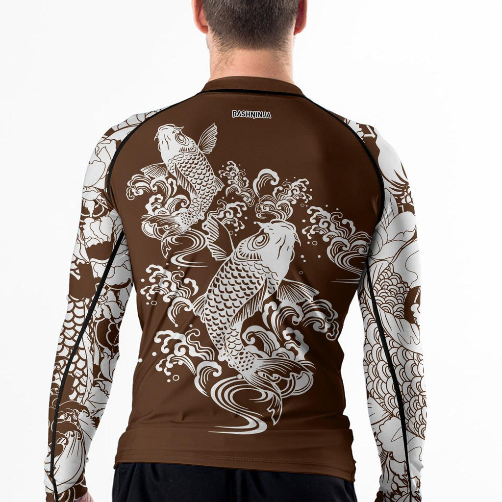 Rashninja Ranked Japanese Koi Fish Men's Long Sleeve Rash Guard