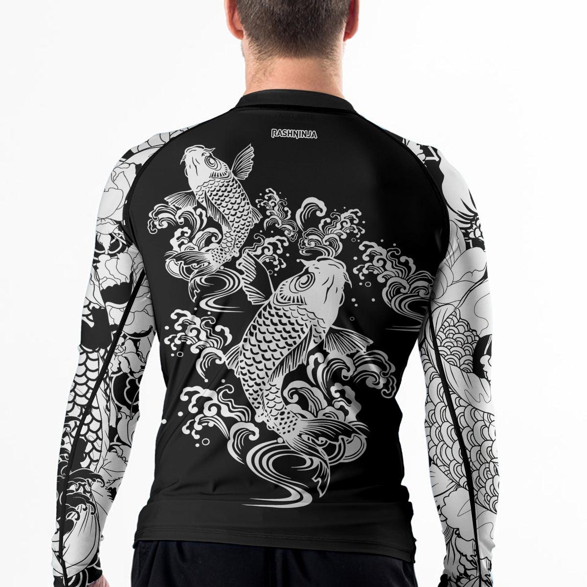 Rashninja Ranked Japanese Koi Fish Men's Long Sleeve Rash Guard