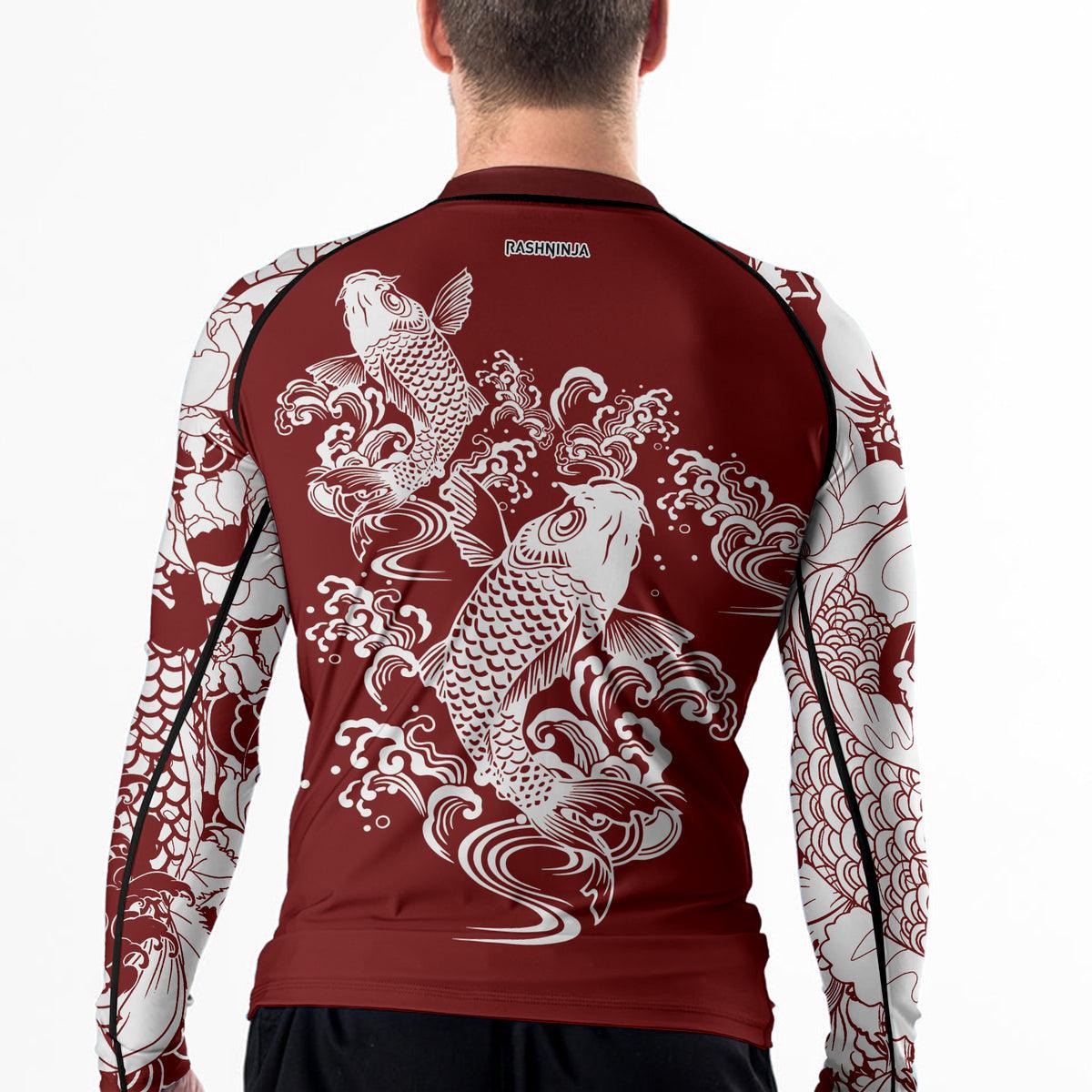 Rashninja Ranked Japanese Koi Fish Men's Long Sleeve Rash Guard