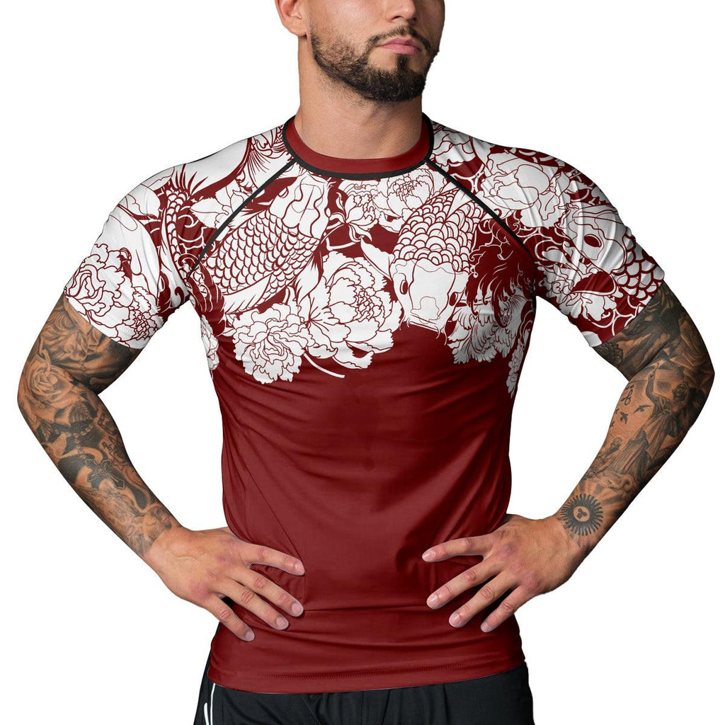 Rashninja Ranked Japanese Koi Fish Men's Short Sleeve Rash Guard