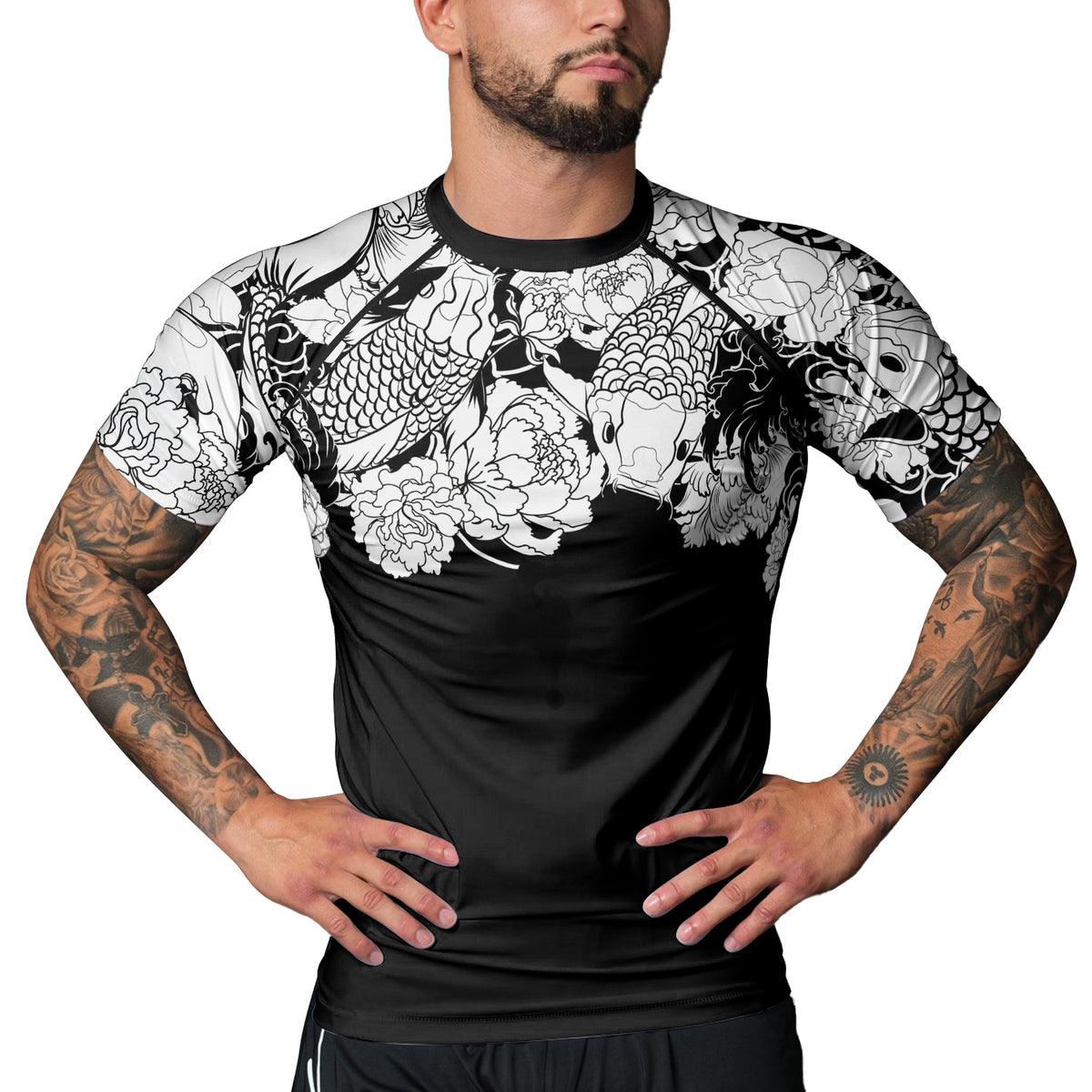 Rashninja Ranked Japanese Koi Fish Men's Short Sleeve Rash Guard