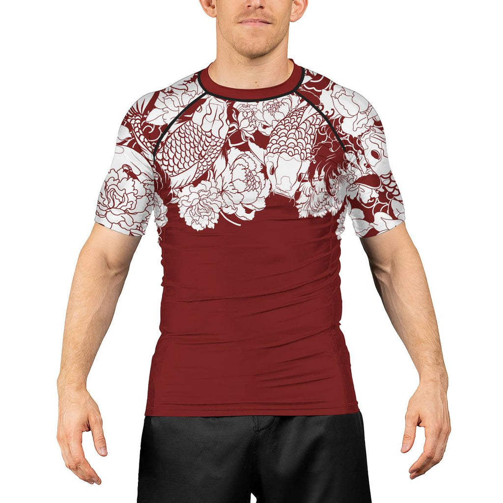 Rashninja Ranked Japanese Koi Fish Men's Short Sleeve Rash Guard