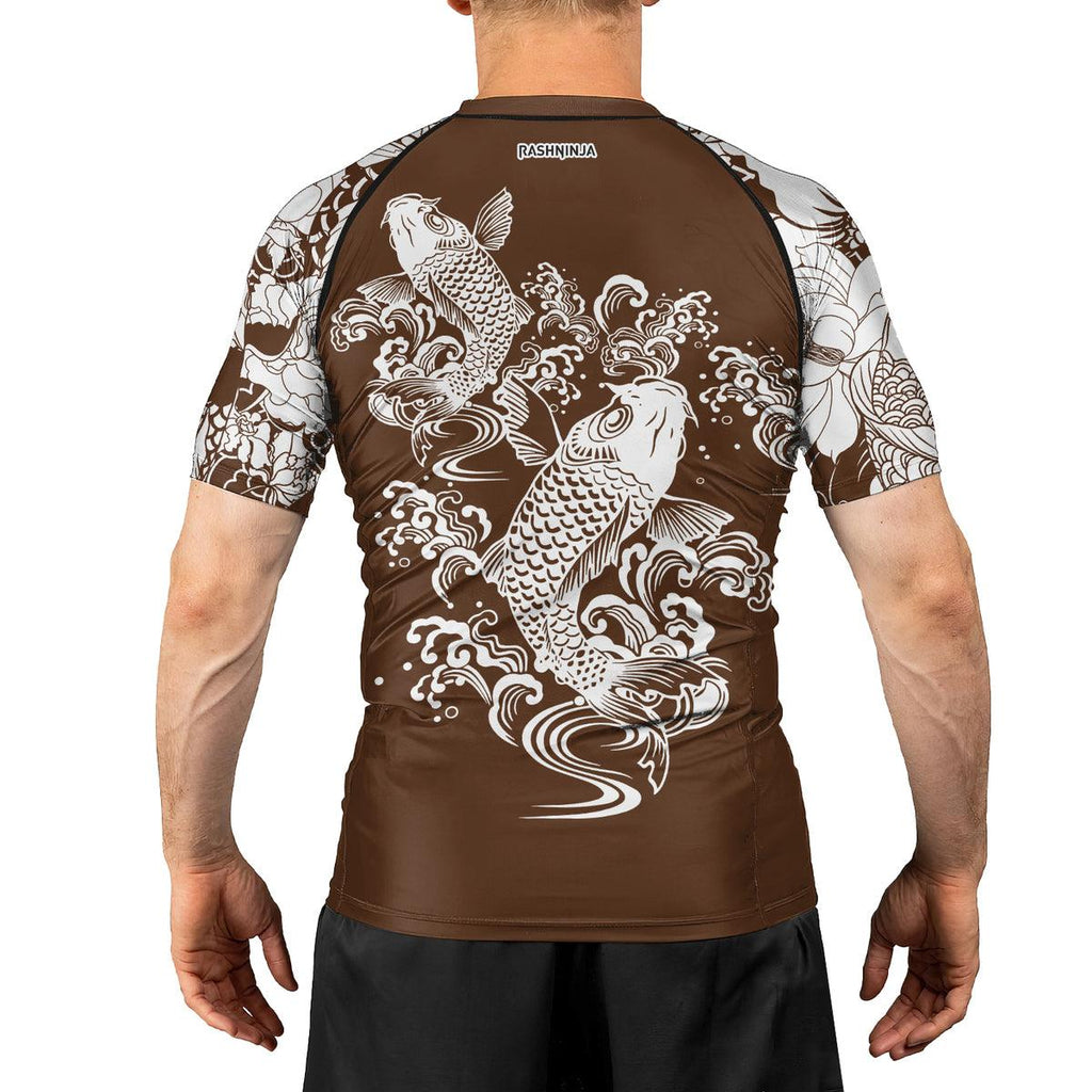 Rashninja Ranked Japanese Koi Fish Men's Short Sleeve Rash Guard