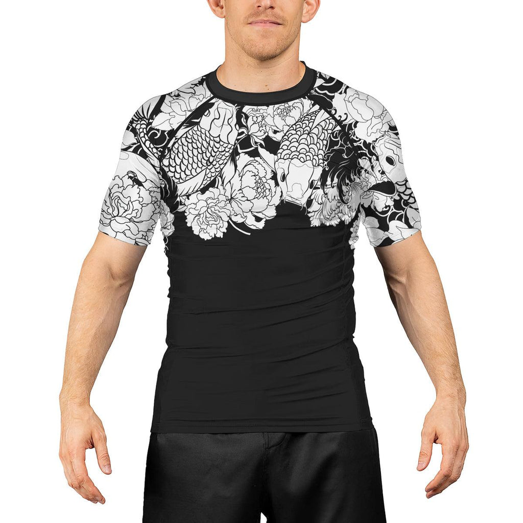 Rashninja Ranked Japanese Koi Fish Men's Short Sleeve Rash Guard