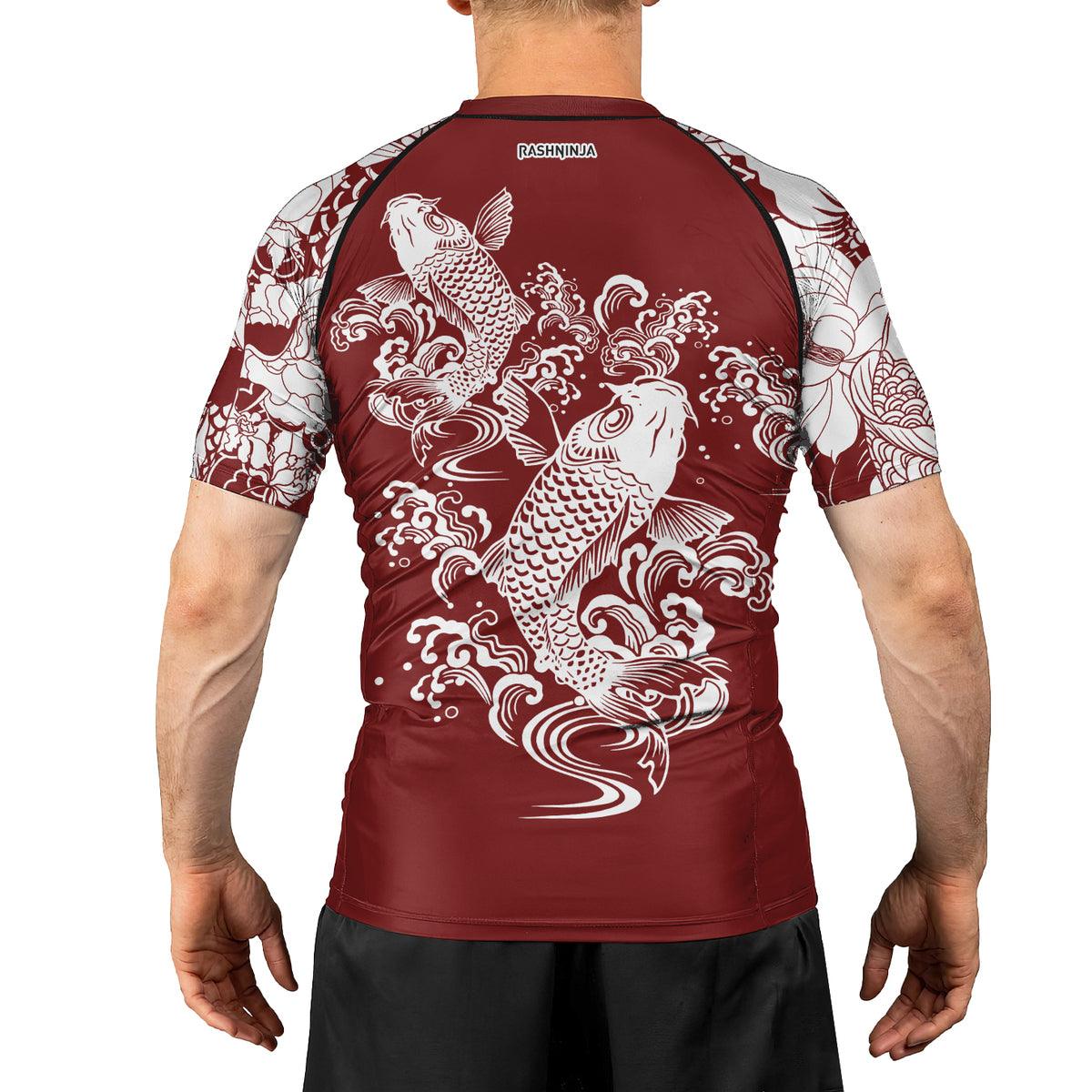 Rashninja Ranked Japanese Koi Fish Men's Short Sleeve Rash Guard