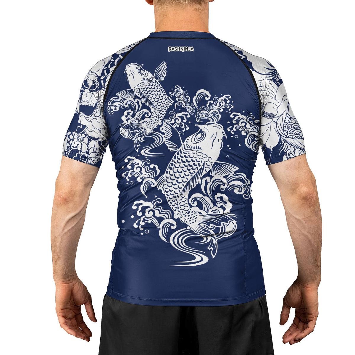 Rashninja Ranked Japanese Koi Fish Men's Short Sleeve Rash Guard