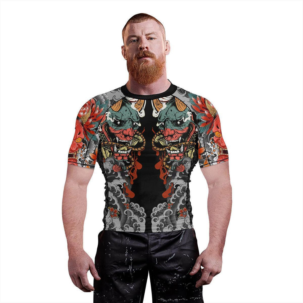 Samurai & Carp Men's Short Sleeve Rash Guard