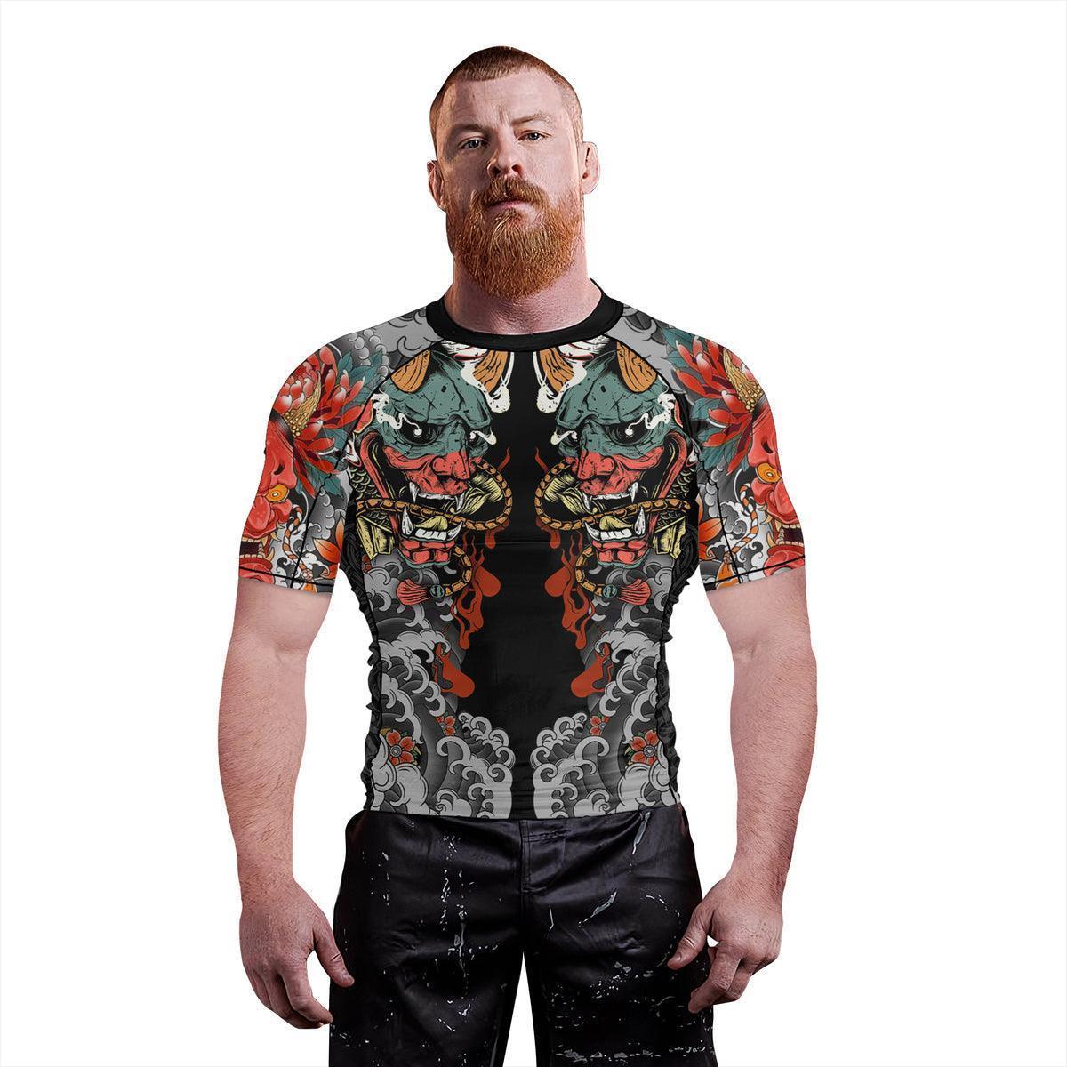 Samurai & Carp Men's Short Sleeve Rash Guard