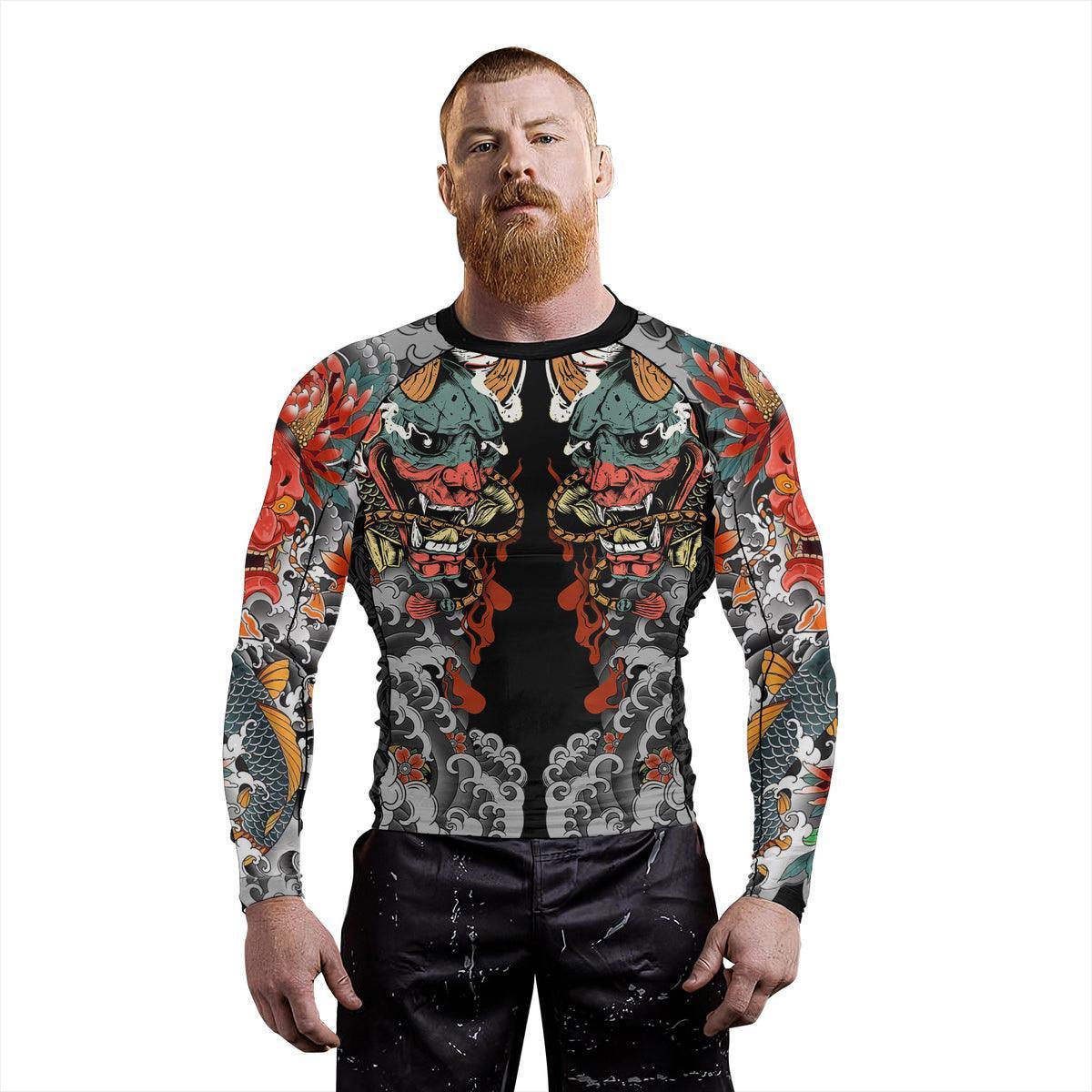 Samurai & Carp Men's Long Sleeve Rash Guard
