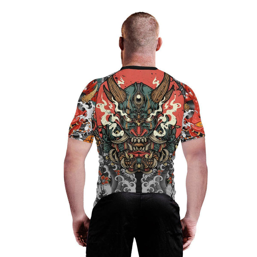 Samurai & Carp Men's Short Sleeve Rash Guard