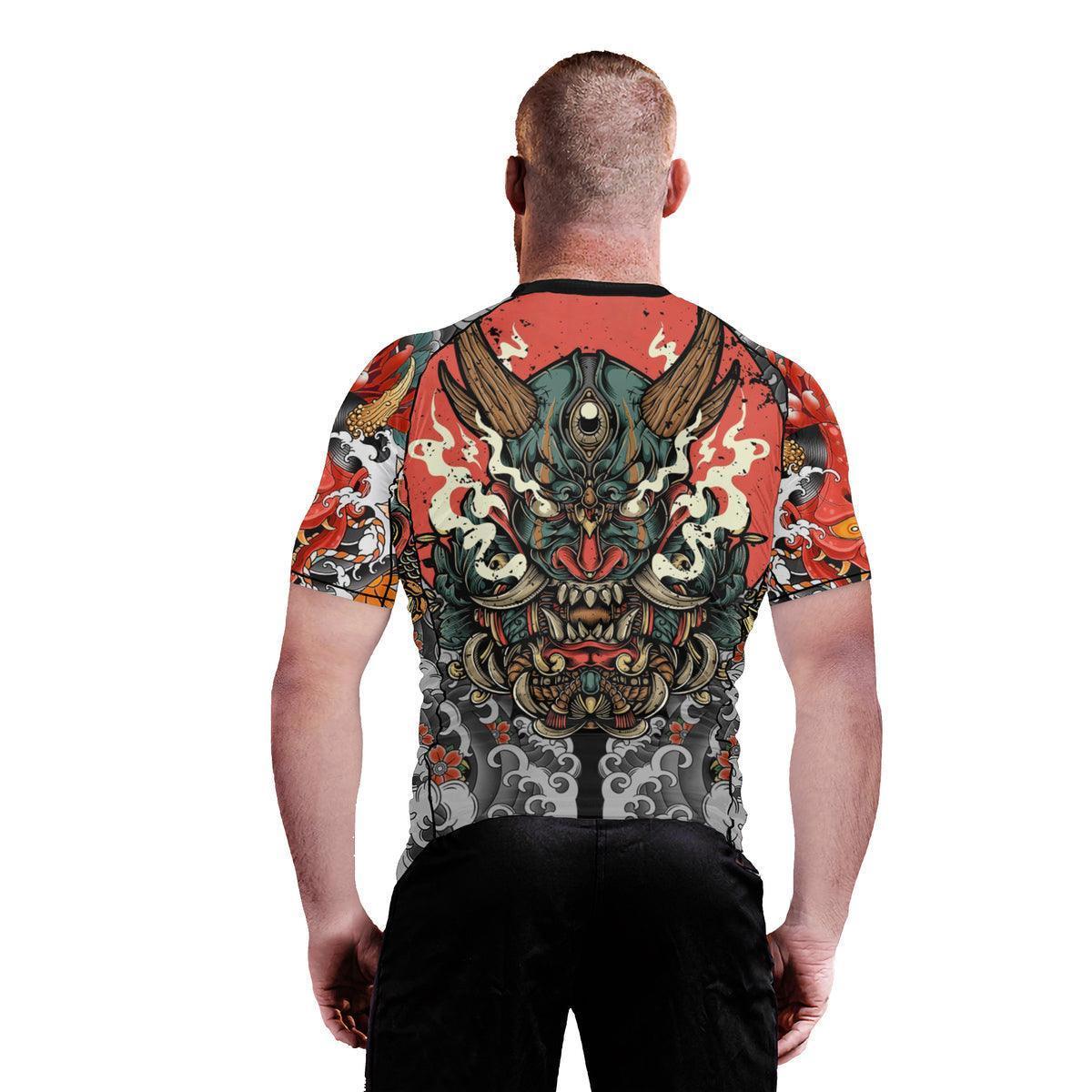 Samurai & Carp Men's Short Sleeve Rash Guard