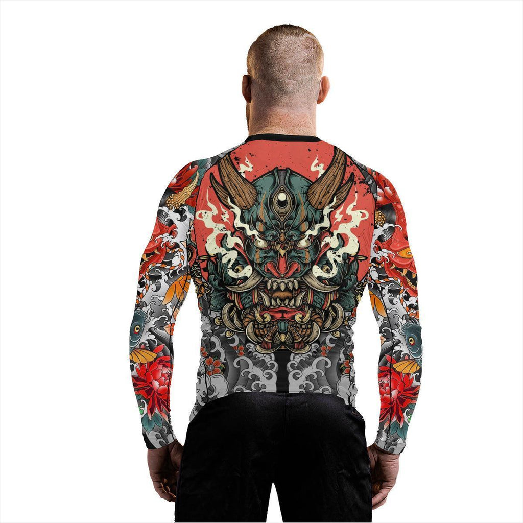 Samurai & Carp Men's Long Sleeve Rash Guard