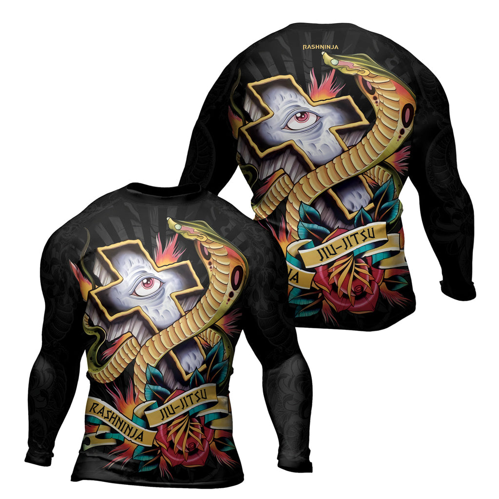 Rashninja Snake Tattoo Ink Spiral Men's Long Sleeve Rash Guard
