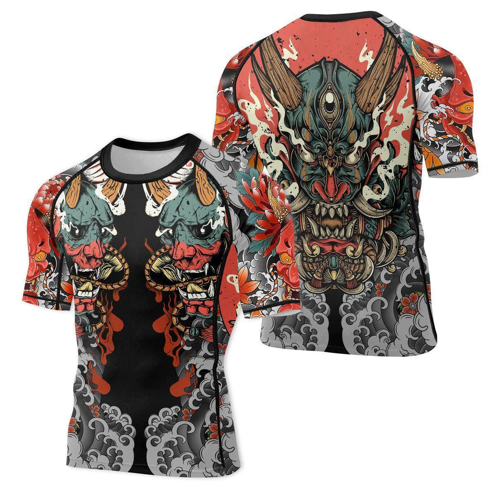 Samurai & Carp Men's Short Sleeve Rash Guard