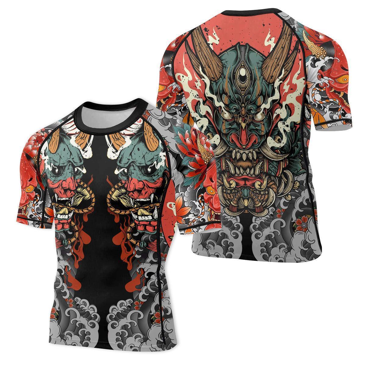 Samurai & Carp Men's Short Sleeve Rash Guard