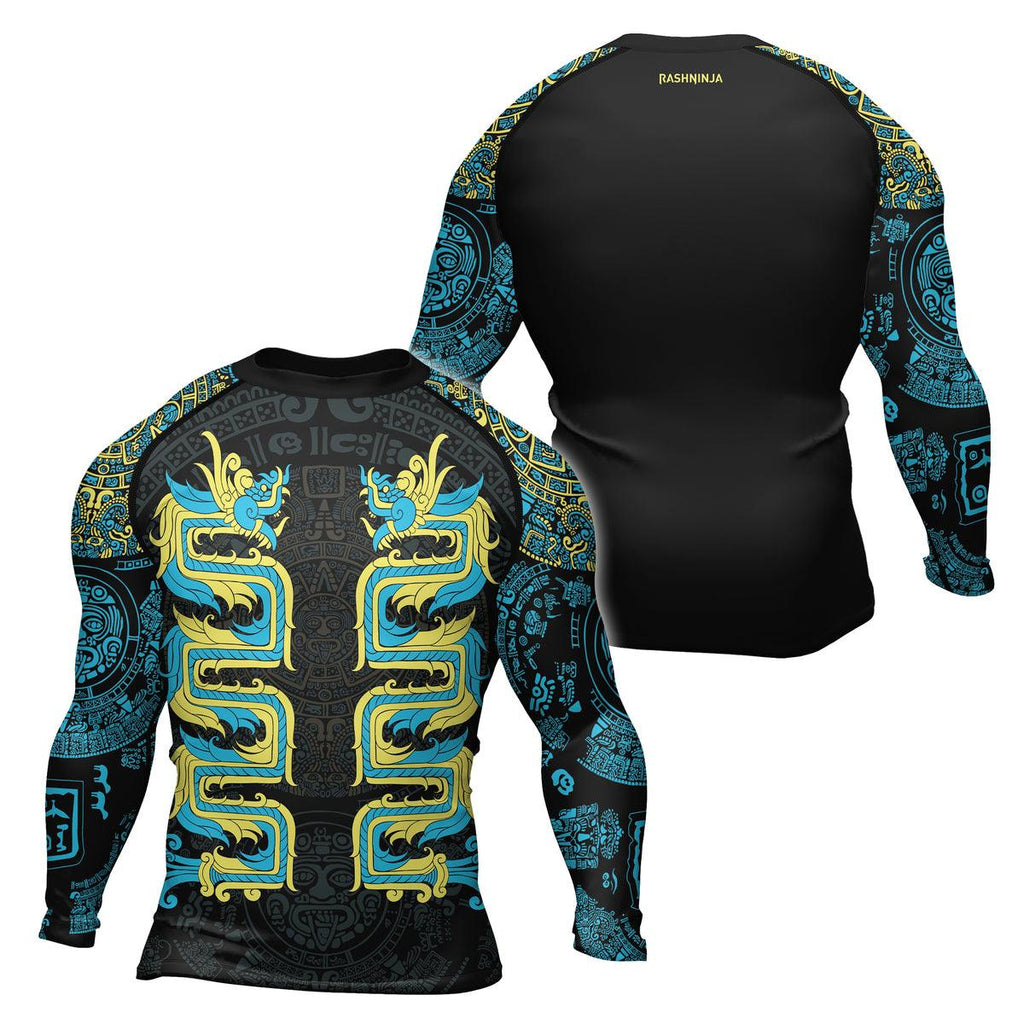 Rashninja Aztec Quetzalcoatl's Serpent  Men's Long Sleeve Rash Guard