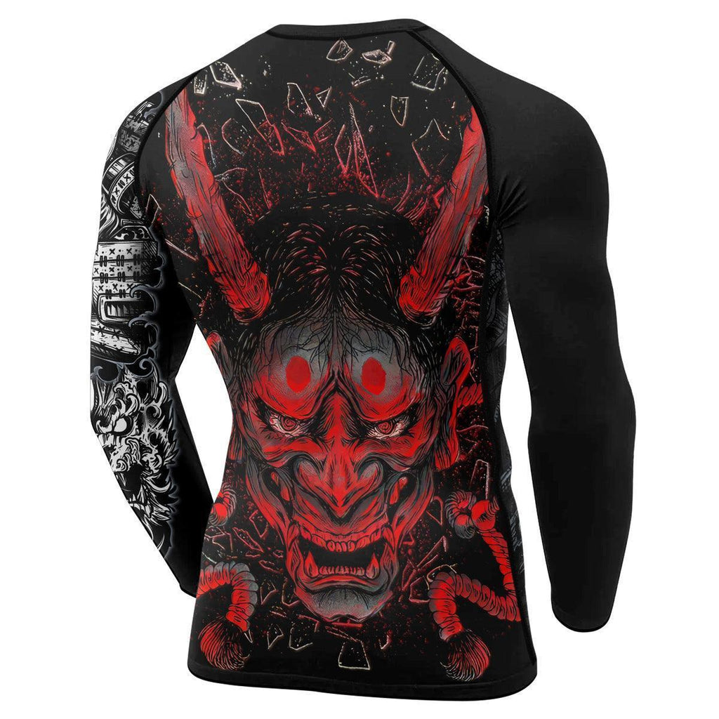Samurai & Gray Dragon Men's Long Sleeve Rash Guard