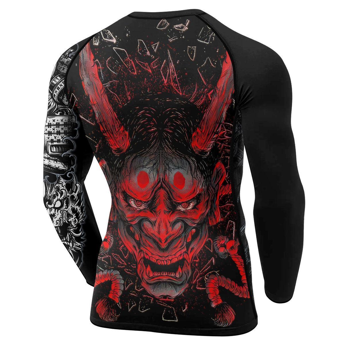 Samurai & Gray Dragon Men's Long Sleeve Rash Guard