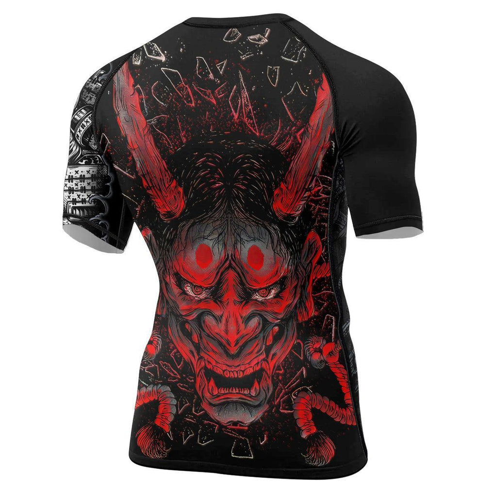 Samurai & Gray Dragon Men's Short Sleeve Rash Guard