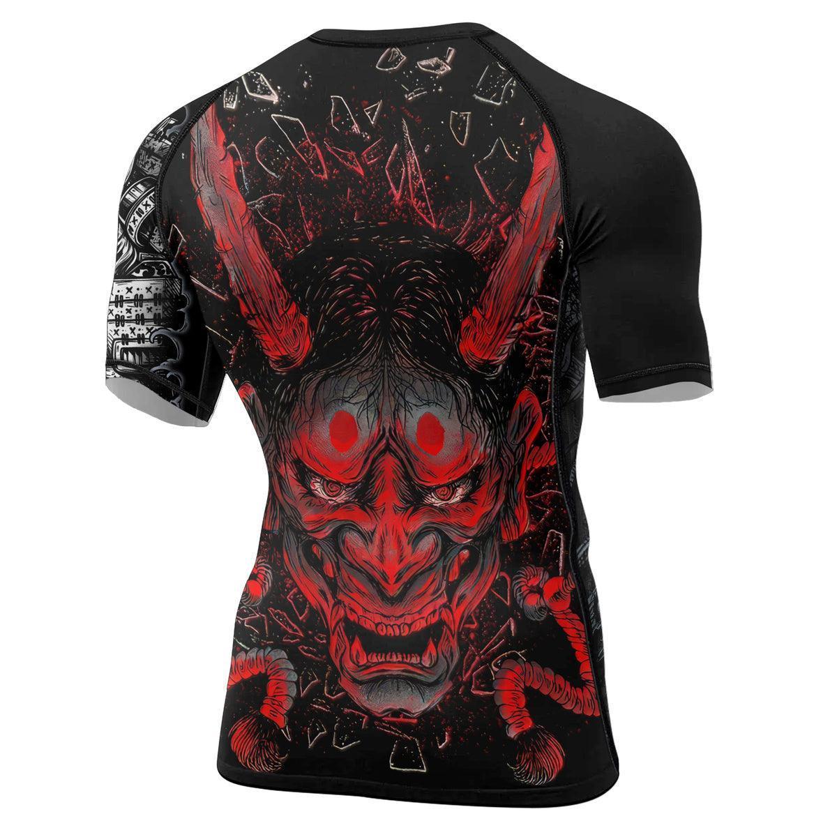 Samurai & Gray Dragon Men's Short Sleeve Rash Guard
