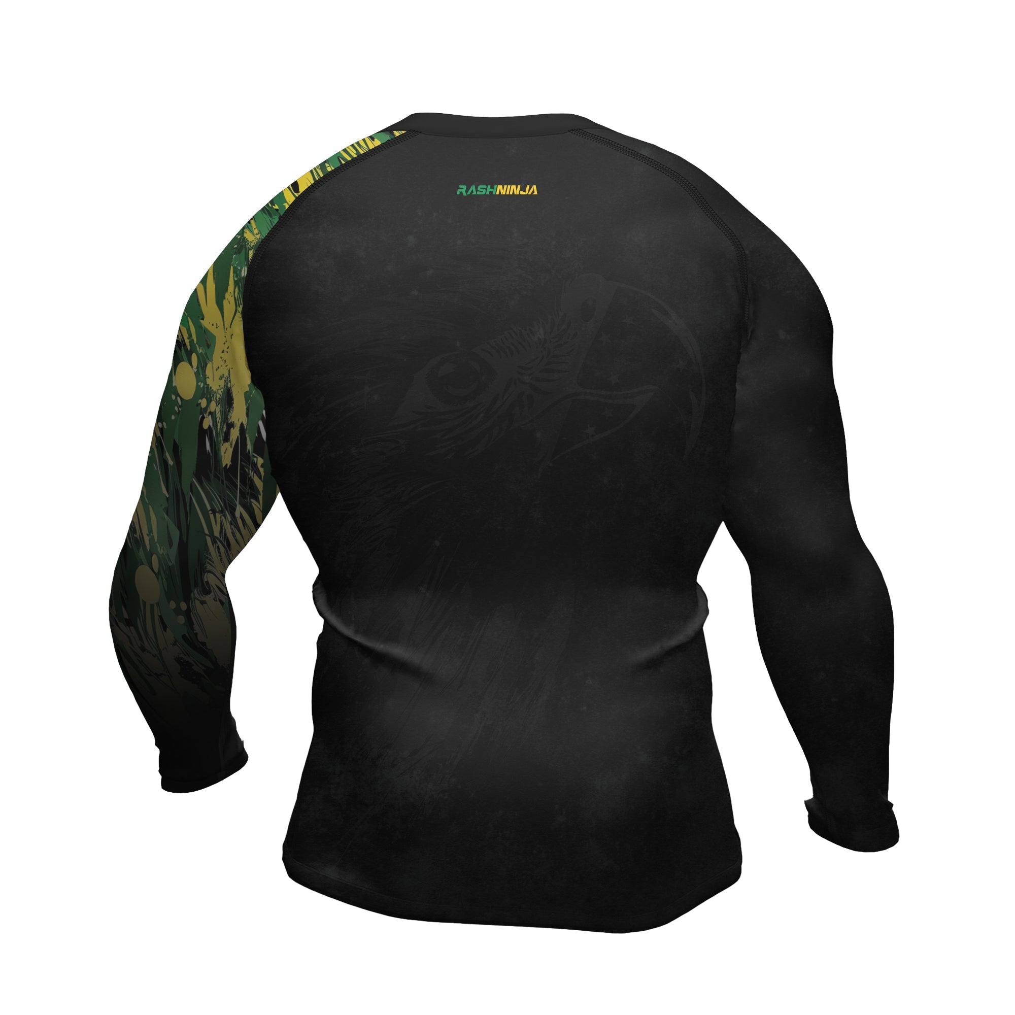 Rashninja Bird Warrior with Brazil Flag Men's Long Sleeve Rash Guard