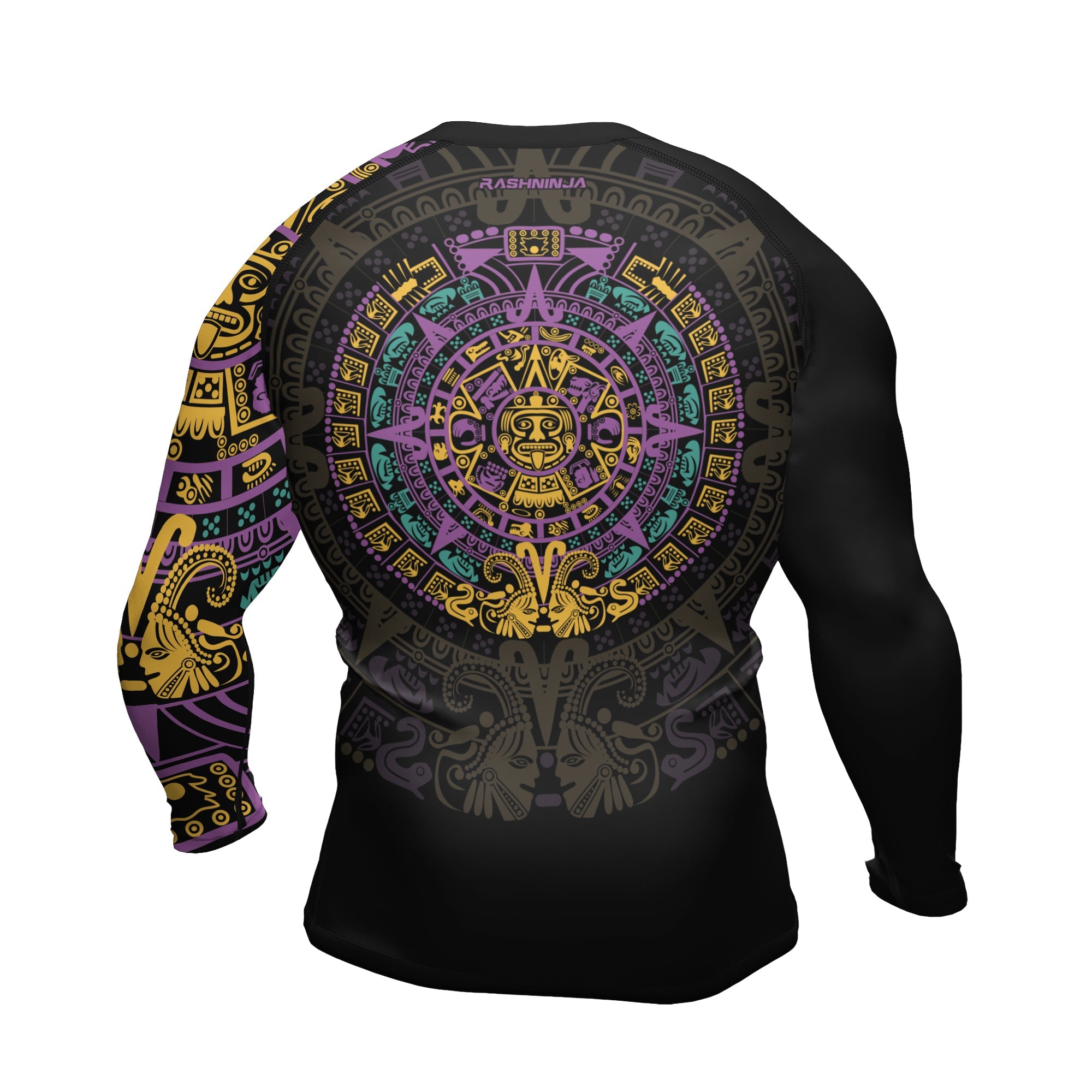 Rashninja Aztec Purple Tribe Headman Men's Long Sleeve Rash Guard
