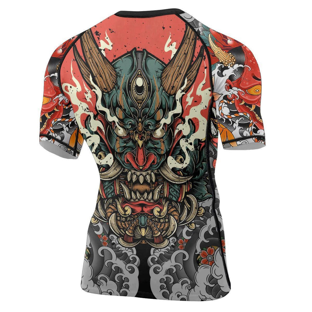 Samurai & Carp Men's Short Sleeve Rash Guard